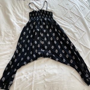Black drop crotch romper